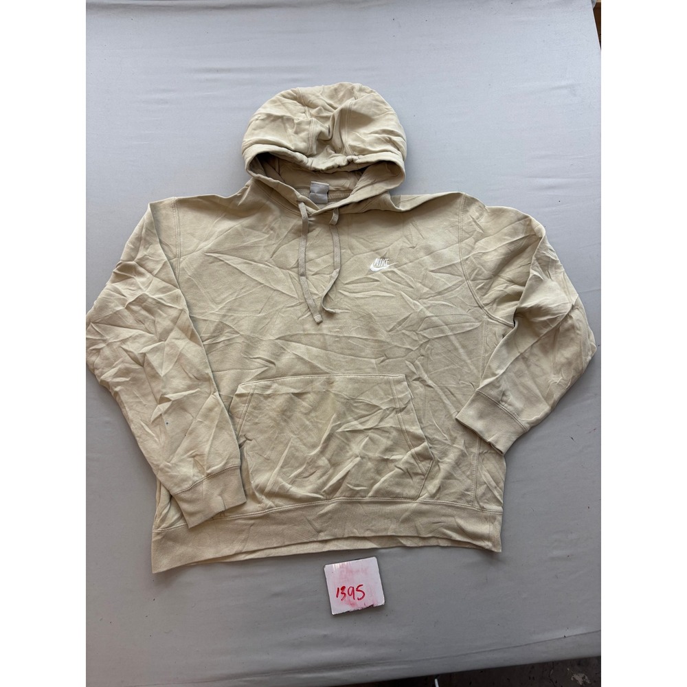 Nike Mens Sportswear Club Fleece Hoodie Khaki Beige Large BV2654-247